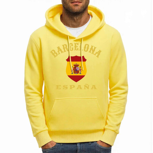 Barcelona España Badge Fleece Oversized Streetwear Hoodie