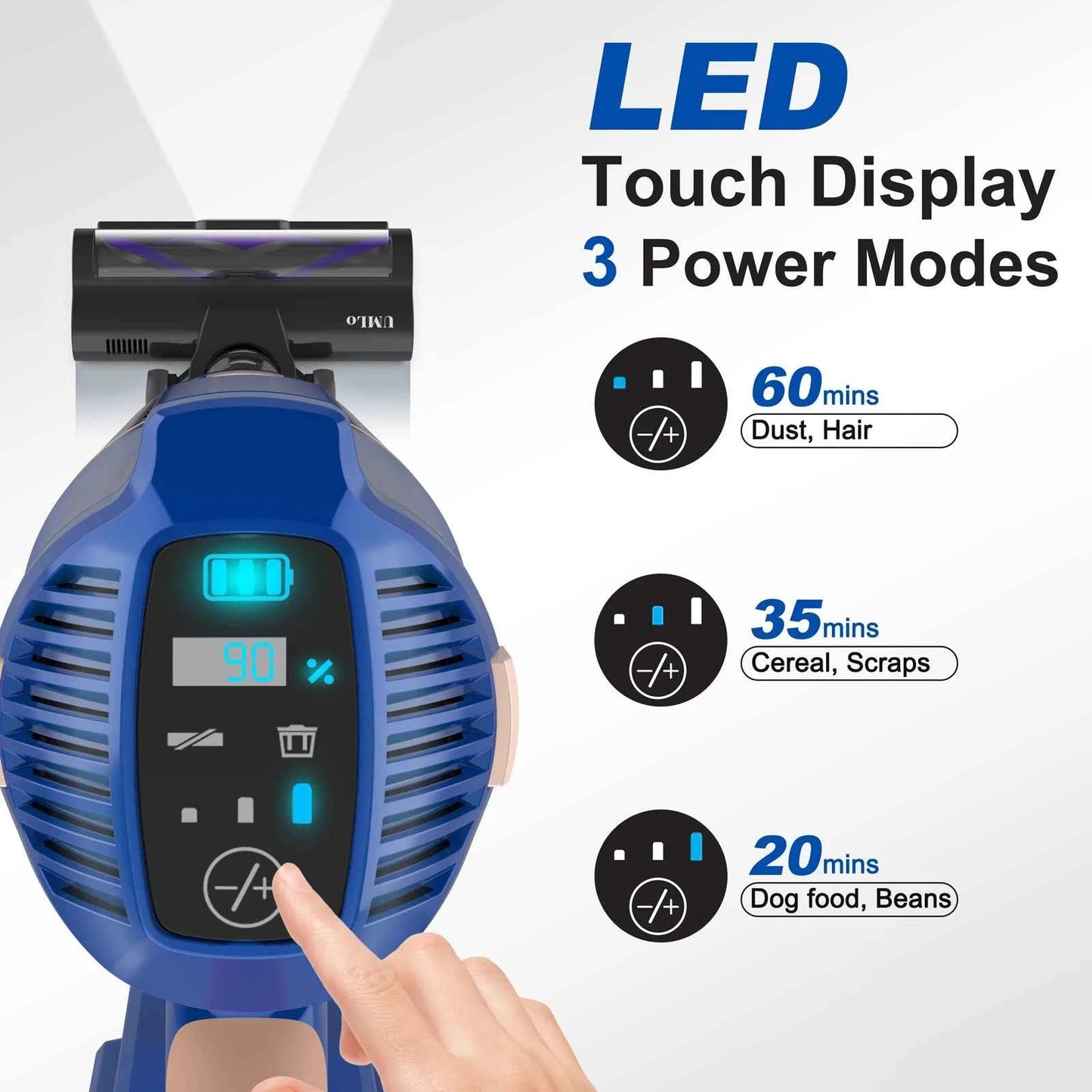 Powerful Cordless Vacuum Long Runtime LED Display