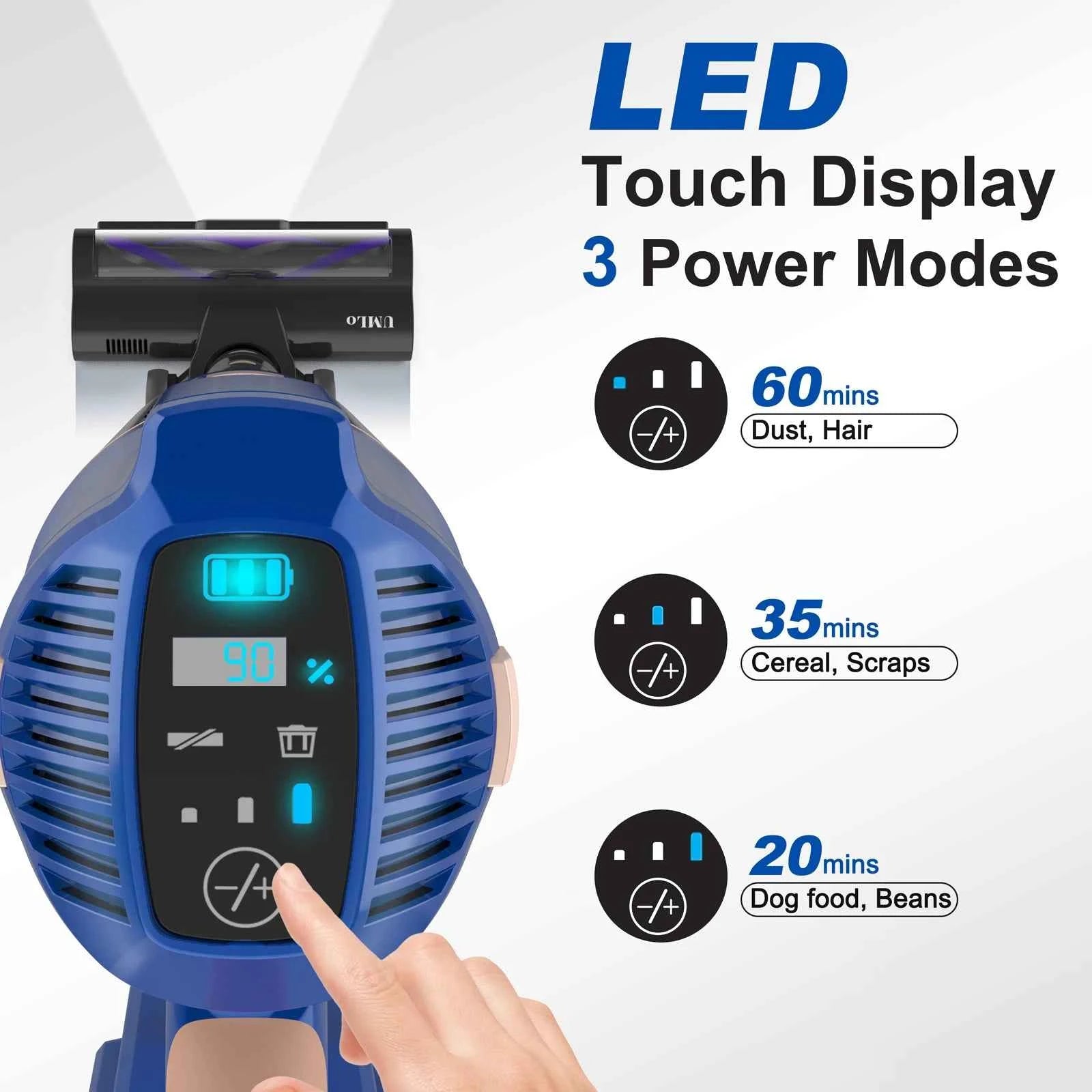 Powerful Cordless Vacuum Long Runtime LED Display