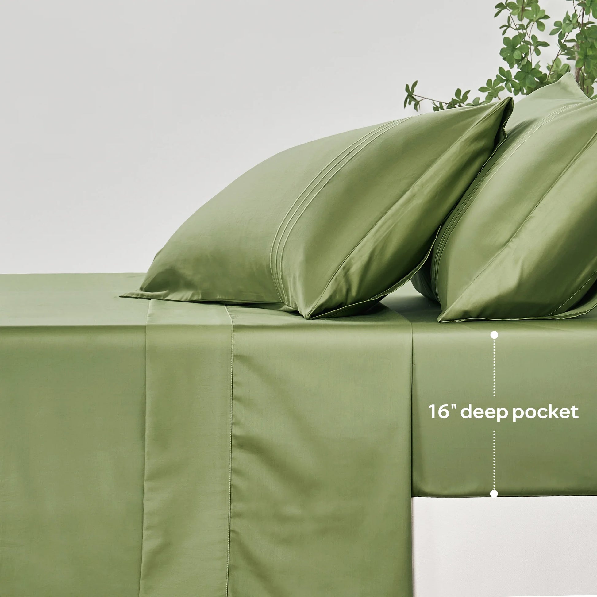 JELLYMONI Soft Cool Cotton Sateen Sheets with visible details on a bed, showcasing 16-inch deep pockets and silky soft feel, perfect for restful sleep.