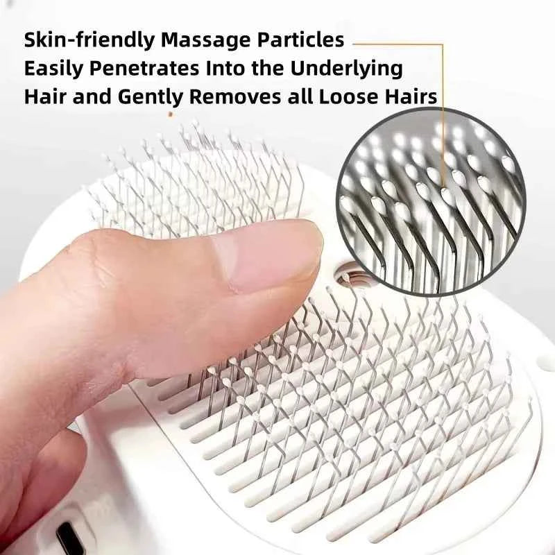 FurEase Comb – Spray, Comb, Shed-Free! Detailed view of the detangling comb for animals with skin-friendly massage particles for effective grooming.