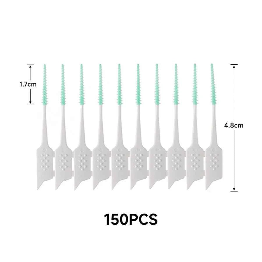 150Pcs Soft Rubber Interdental Brushes for Gentle Teeth Cleaning