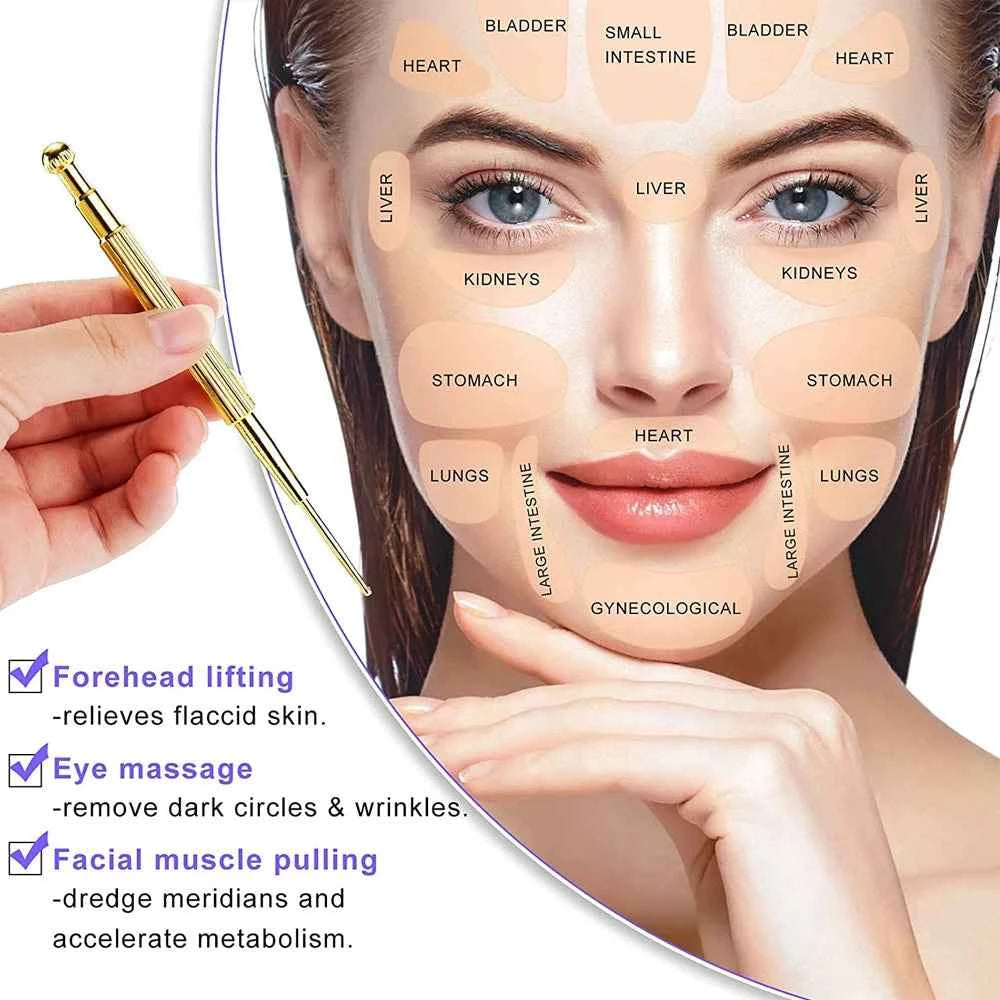 3PCS Stainless Steel Facial Reflexology Acupuncture Pen Set