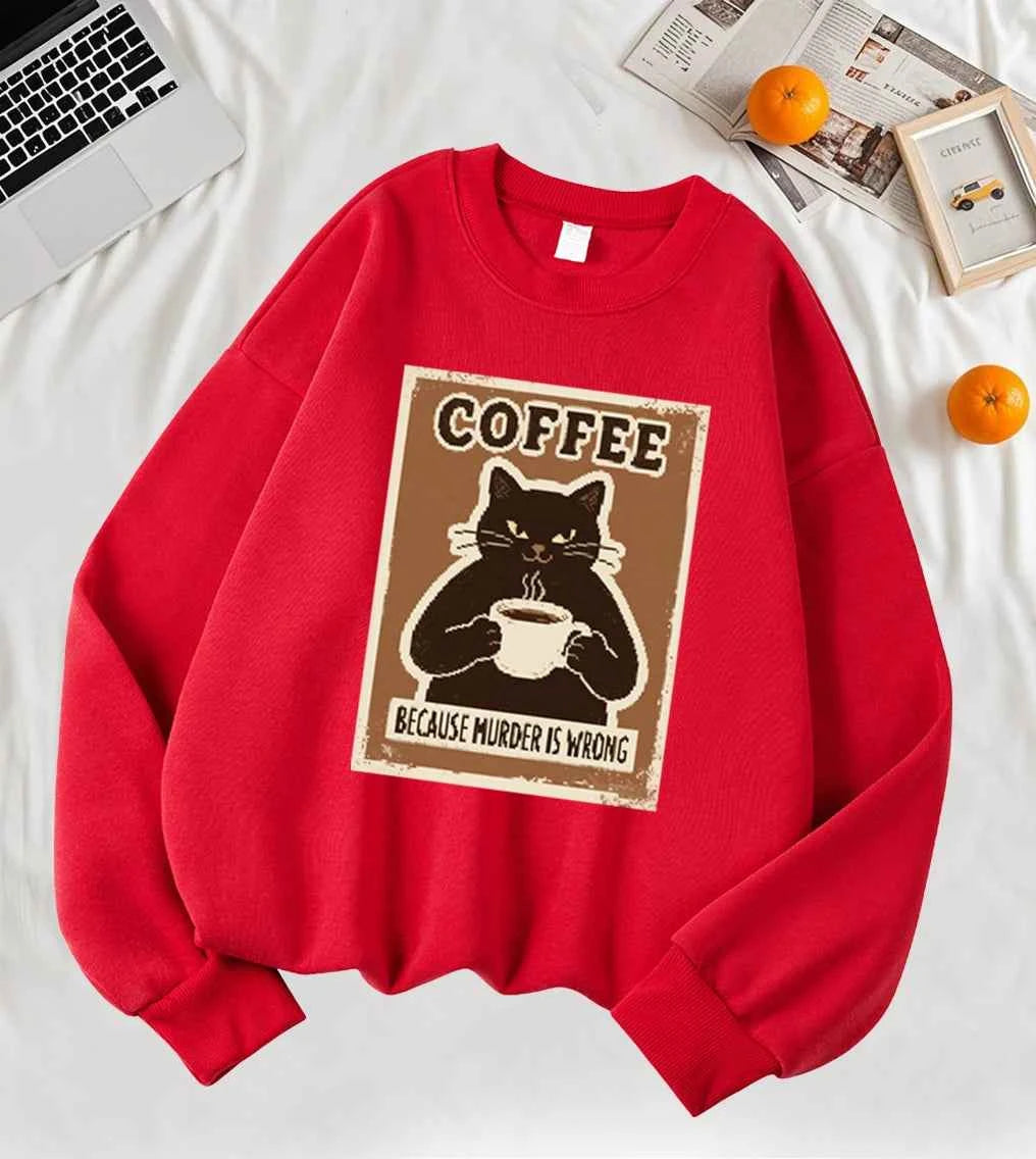 Because Murder Is Wrong Black Cat Sweatshirt for Women
