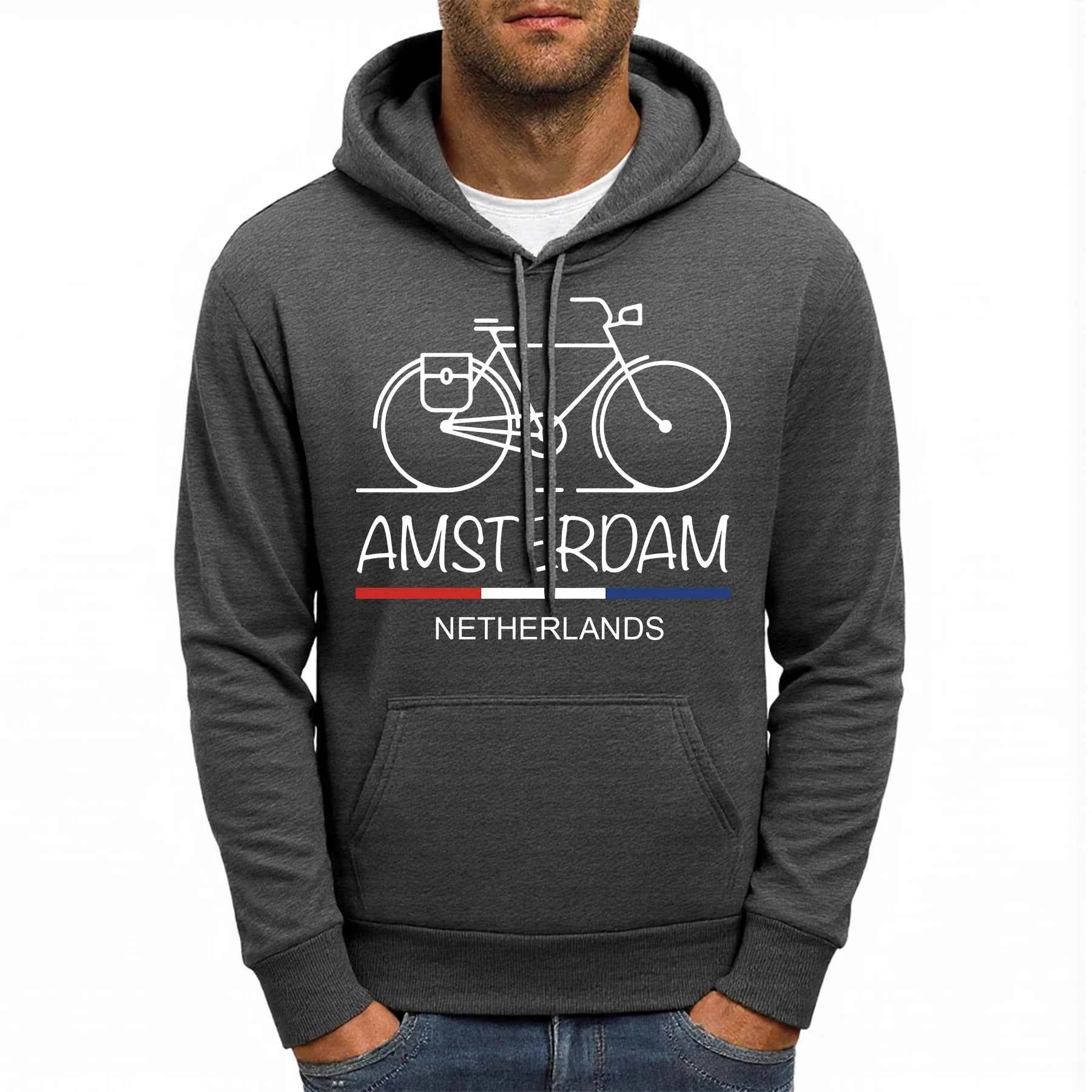 Amsterdam Bike Fleece Hoodie Comfy Multicolor Streetwear