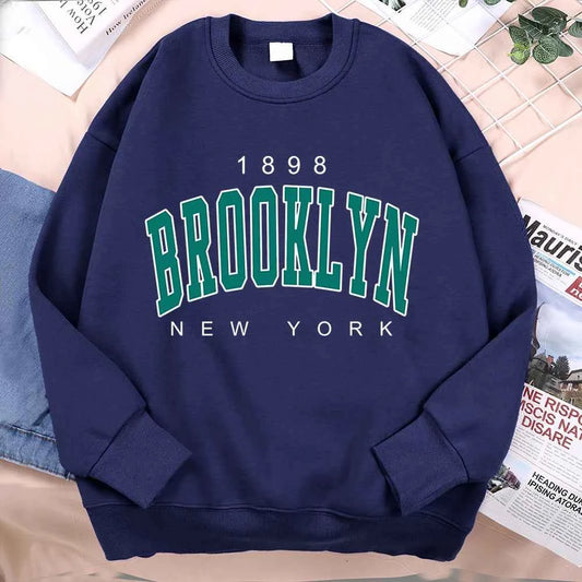1898 Brooklyn Print Vintage Fleece Hoodie for Men  Women