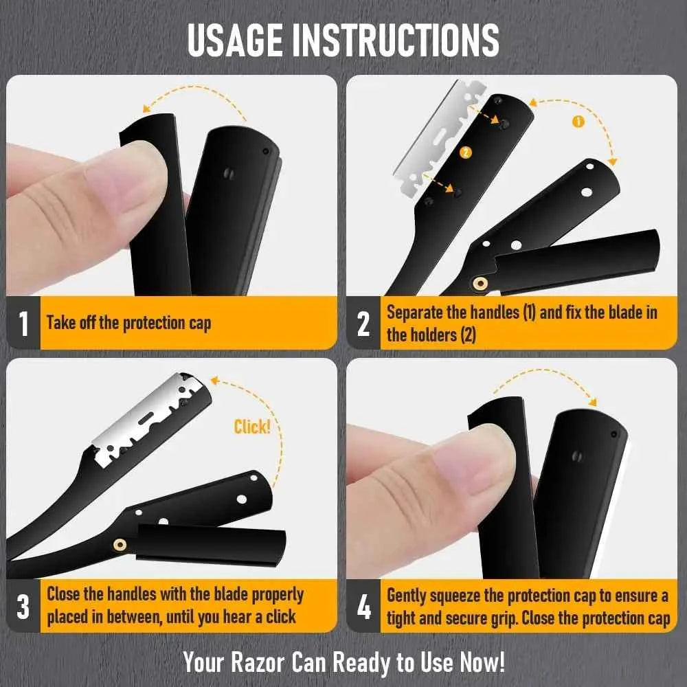 Classic Black Folding Barber Razor Holder for Men