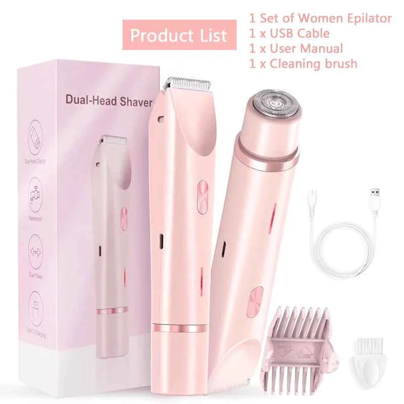 DualHead Painless Lady Electric Shaver WetDry Bikini Trimmer