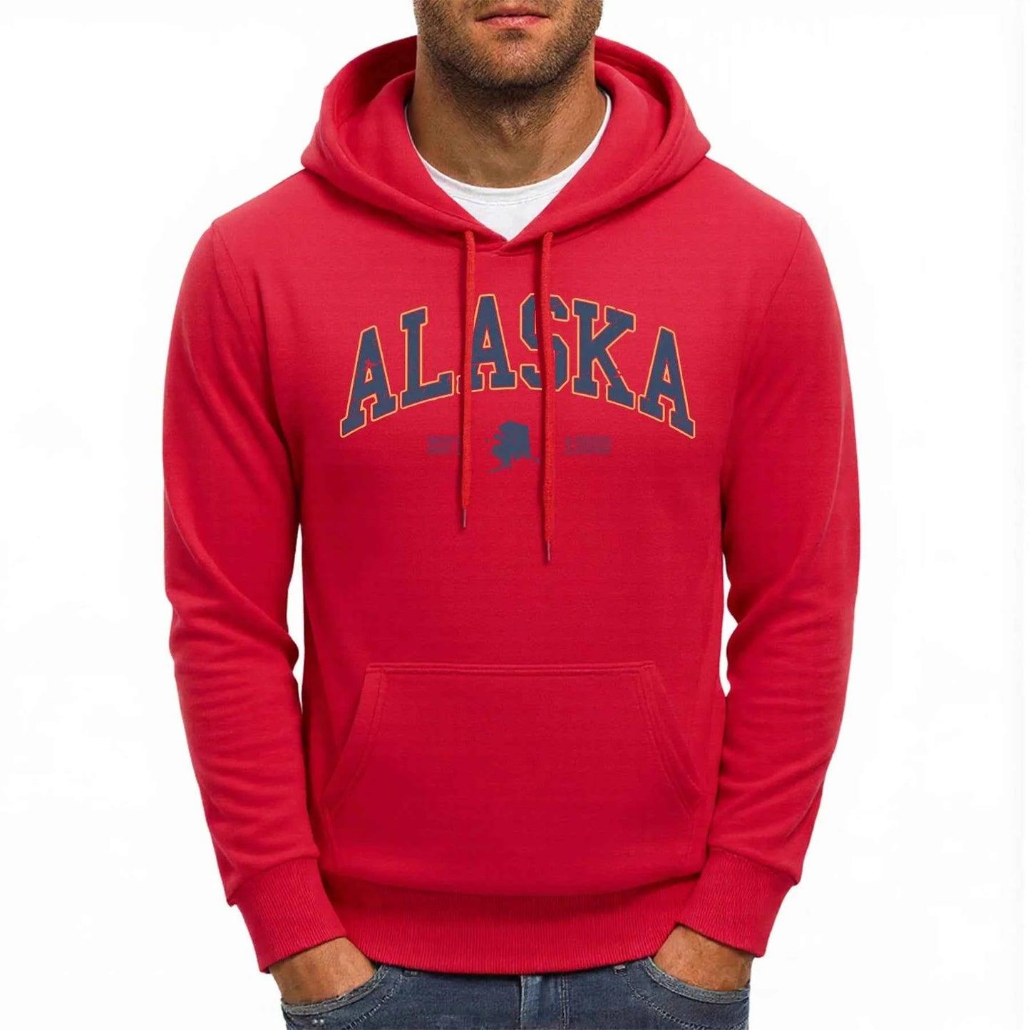 Alaska America Letter Print Oversized Fleece Hoody