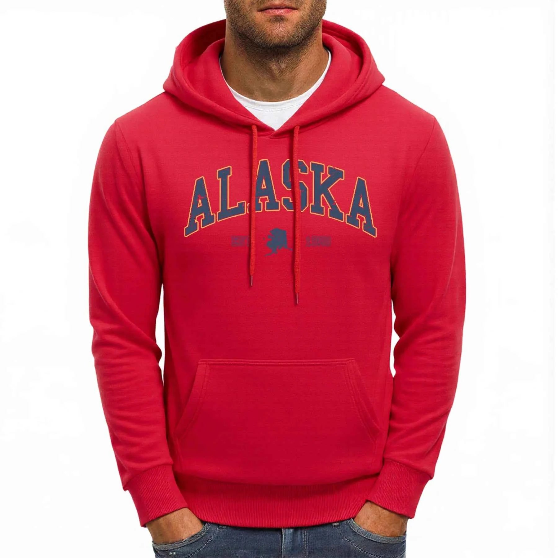 Alaska America Letter Print Oversized Fleece Hoody