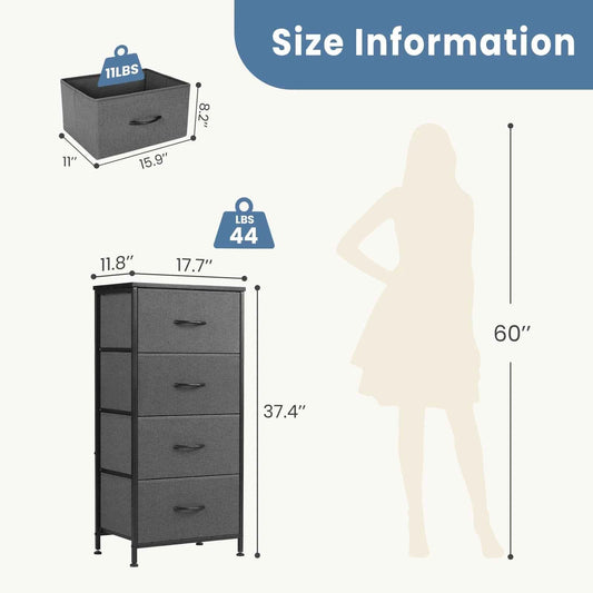 JHK Bedroom Dresser Stylish Storage Steel Frame Closet