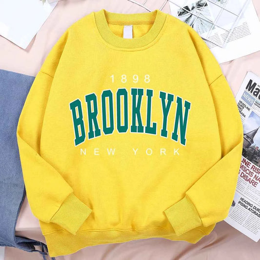 1898 Brooklyn Print Vintage Fleece Hoodie for Men  Women