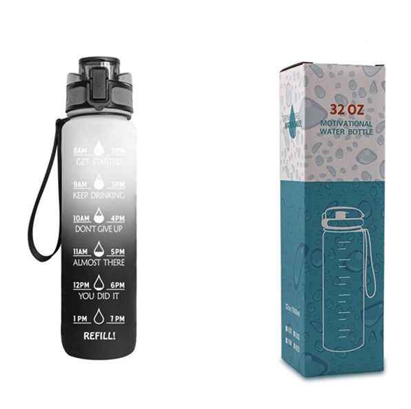 1L Motivational Tritan Water Bottle With Time Markers & Leakproof Design For Fitness & Sports