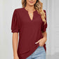 Eyelet Notched Short Sleeve T-Shirt