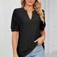 Eyelet Notched Short Sleeve T-Shirt