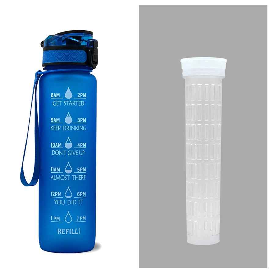 1L Motivational Tritan Water Bottle With Time Markers & Leakproof Design For Fitness & Sports