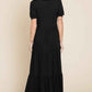 BOMBOM Short Sleeve Tiered Maxi Dress
