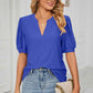 Eyelet Notched Short Sleeve T-Shirt