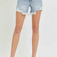 RISEN High Rise Side Step Hem Denim Shorts