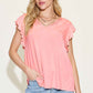 Basic Bae Full Size Bamboo Notched Ruffled Short Sleeve T-Shirt