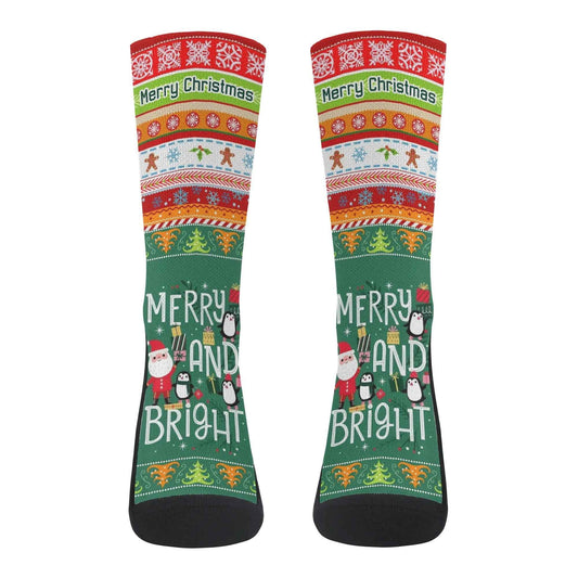 Zimonto Merry and Bright Christmas Crew Socks