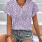 Printed V-Neck Short Sleeve Blouse