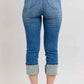 Judy Blue Full Size Skinny Cuff Capris Jeans with Pockets Plus Size