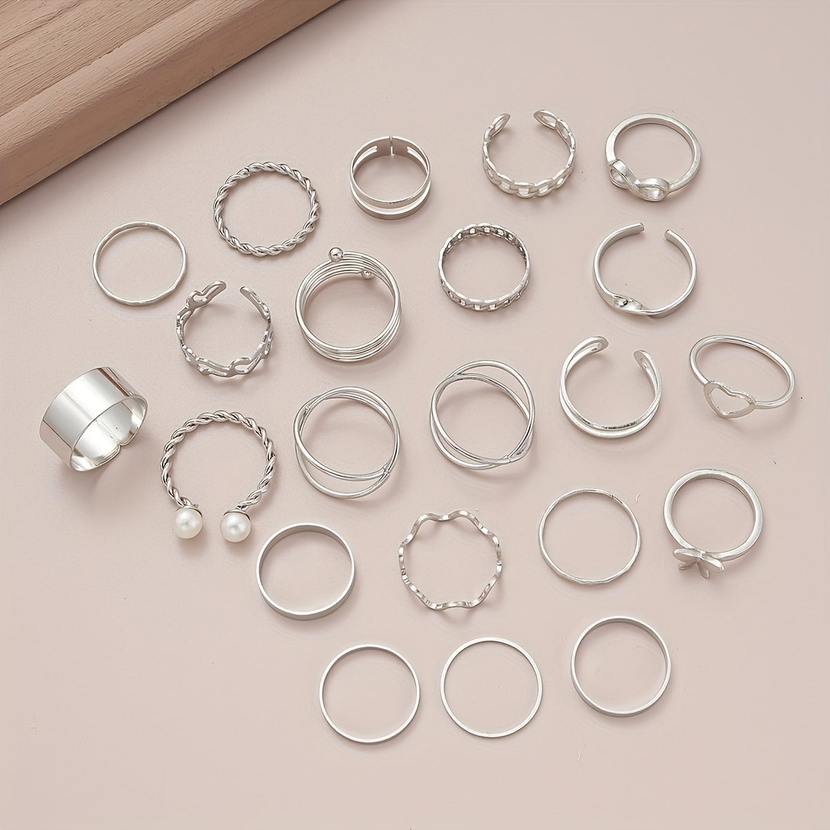 Zimonto - A Set Of 108 Elegant And Simple Imitation Pearl Geometric Heart Butterfly Star Stackable Rings, Earrings, Ear Studs, Necklaces, Bracelets, Fashionable Jewelry For Ladies, Suitable For Daily Wear, Parties, Vacations, Dates, And Holidays As Gifts (without B