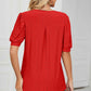 Eyelet Notched Short Sleeve T-Shirt