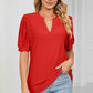 Eyelet Notched Short Sleeve T-Shirt