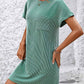 Mandy Ribbed Striped Short Sleeve Mini Tee Dress