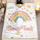 Personalized Rainbow Hearts Flannel Blanket Soft Warm Durable