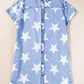 Raw Hem Star Short Sleeve Denim Dress