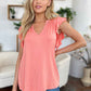 Basic Bae Full Size Bamboo Notched Ruffled Short Sleeve T-Shirt