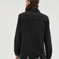 Zimonto - Womens Oversized Faux Denim Jacket with Frayed Hem