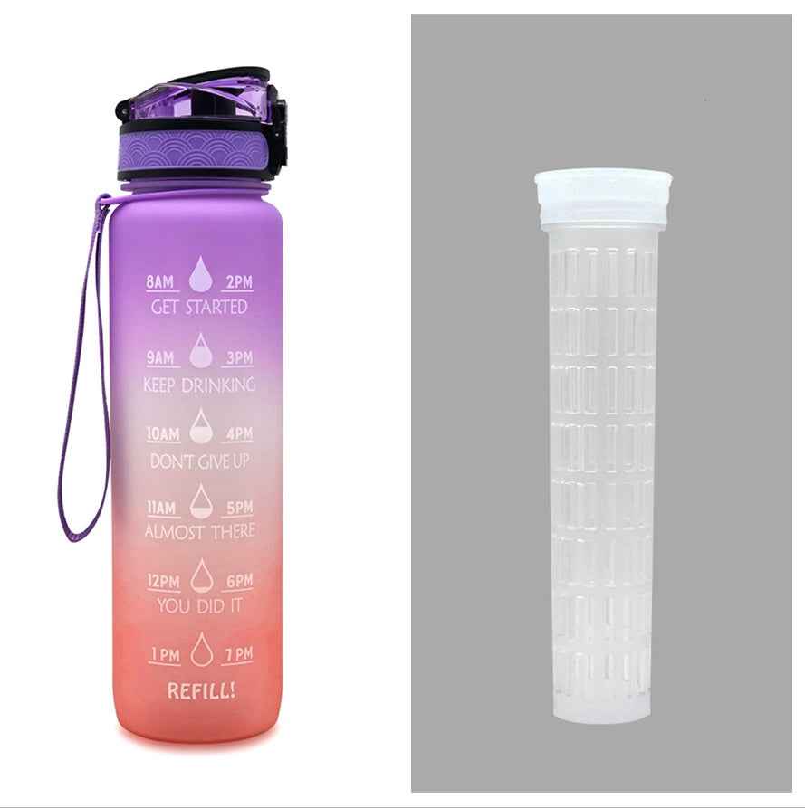 1L Motivational Tritan Water Bottle With Time Markers & Leakproof Design For Fitness & Sports