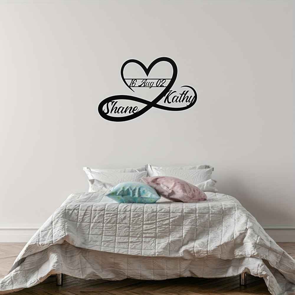 Custom Infinity Heart Metal Wall Decor, Personalized Couple Names & Date Sign, Wedding Anniversary Valentine's Gift, Home Decor, Halloween