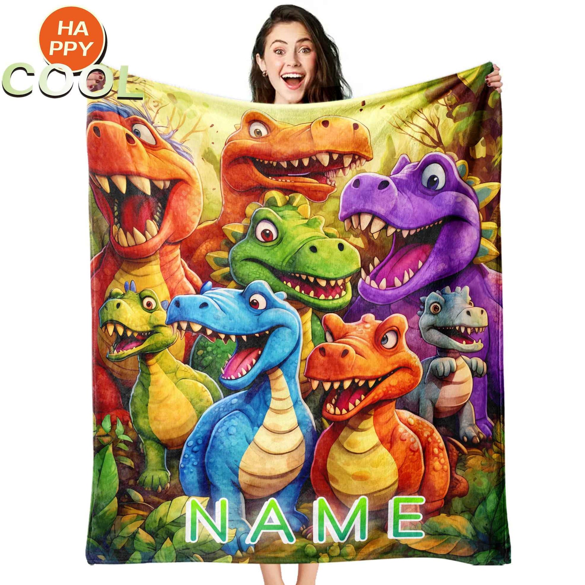 Zimonto Personalized Dinosaur Blanket for Kids