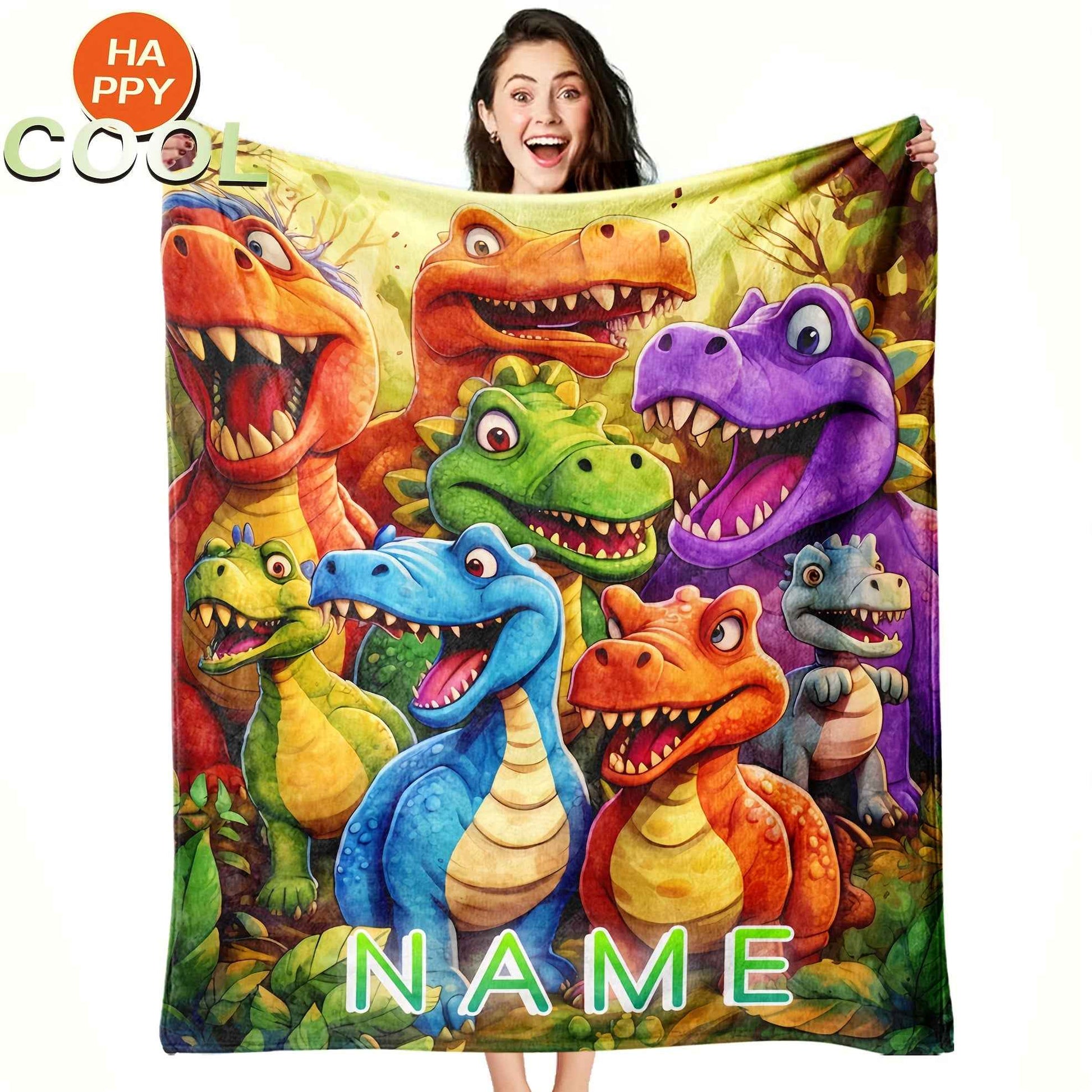 Zimonto Personalized Dinosaur Blanket for Kids