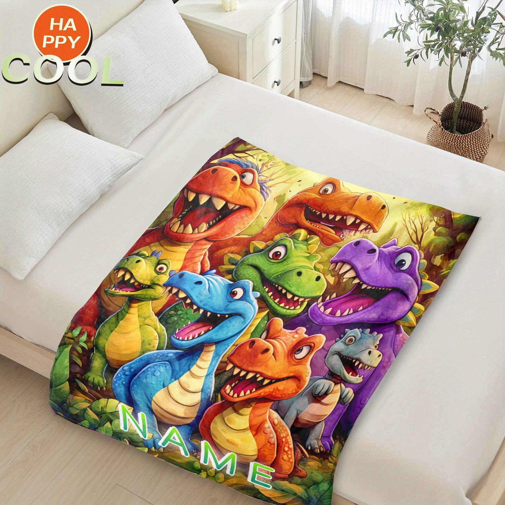 Zimonto Personalized Dinosaur Blanket for Kids