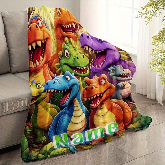 Zimonto Personalized Dinosaur Blanket for Kids