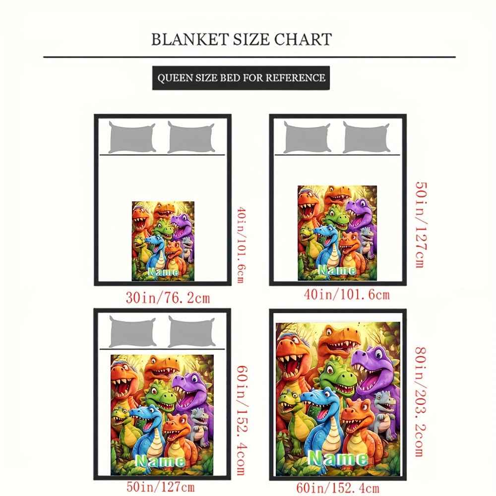 Zimonto Personalized Dinosaur Blanket for Kids