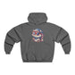 Gray hedgehog hoodie for adults featuring a cute hedgehog in sunglasses with a patriotic design