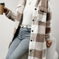 imms1k-9f - Versatile Chic Womens Plaid Overcoat Jacket Khaki