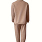 imms1k-9f - Chic Womens Solid Color ZipUp Hoodie Set