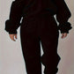 imms1k-9f - Chic Womens Solid Color ZipUp Hoodie Set