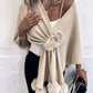 imms1k-9f - VintageStyle Womens Plush Knit Shawl Cardigan Cape