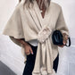 imms1k-9f - VintageStyle Womens Plush Knit Shawl Cardigan Cape