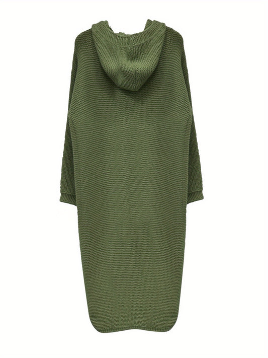 imms1k-9f - Womens AllSeason Hooded ButtonUp Knit Cardigan