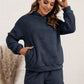imms1k-9f - Womens Cozy Fluffy Fleece Pajama Hoodie and Shorts Set